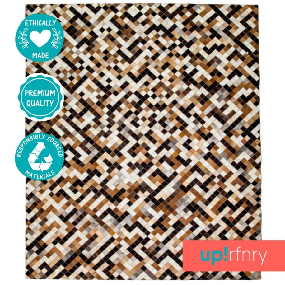 Mosaic Cowhide Rug Patchwork Rugs Upcycle Refinery Free Worldwide