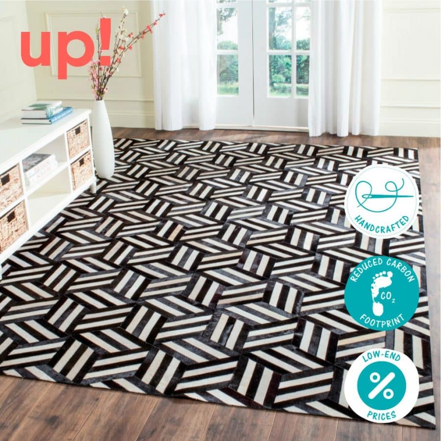 Black and White Geometric Rug Upcycle Refinery Free Worldwide Shipping