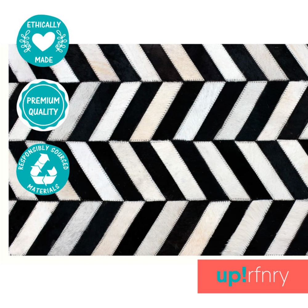 Black and White Cowhide Rug Upcycle Refinery Free Worldwide Shipping