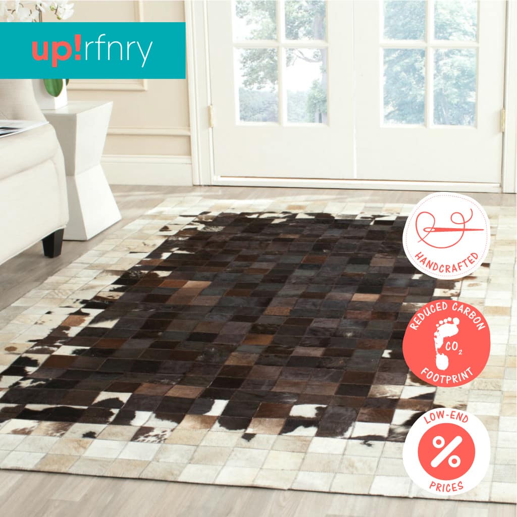 Cowhide Patchwork Rug Upcycle Refinery Free Worldwide Shipping