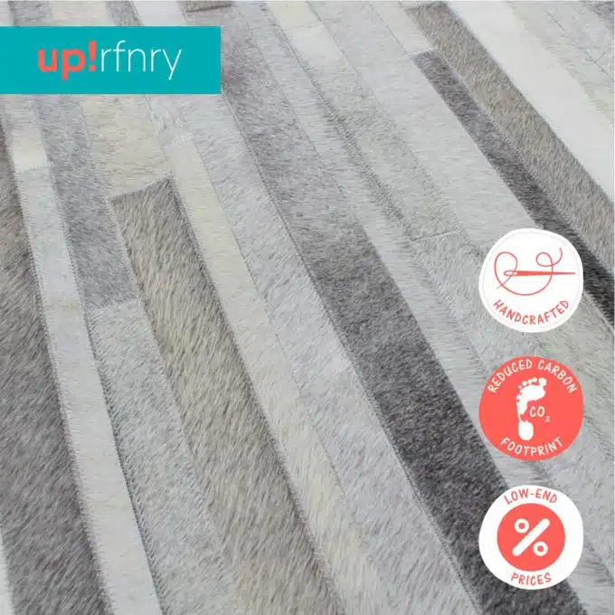 Round Gray Striped Rug