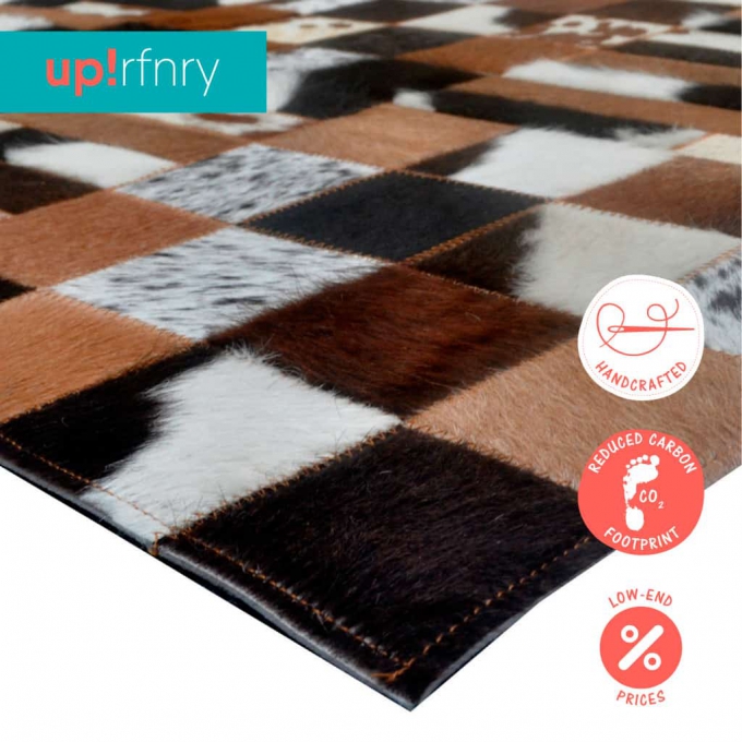 Squares and Stripes Cowhide Rug
