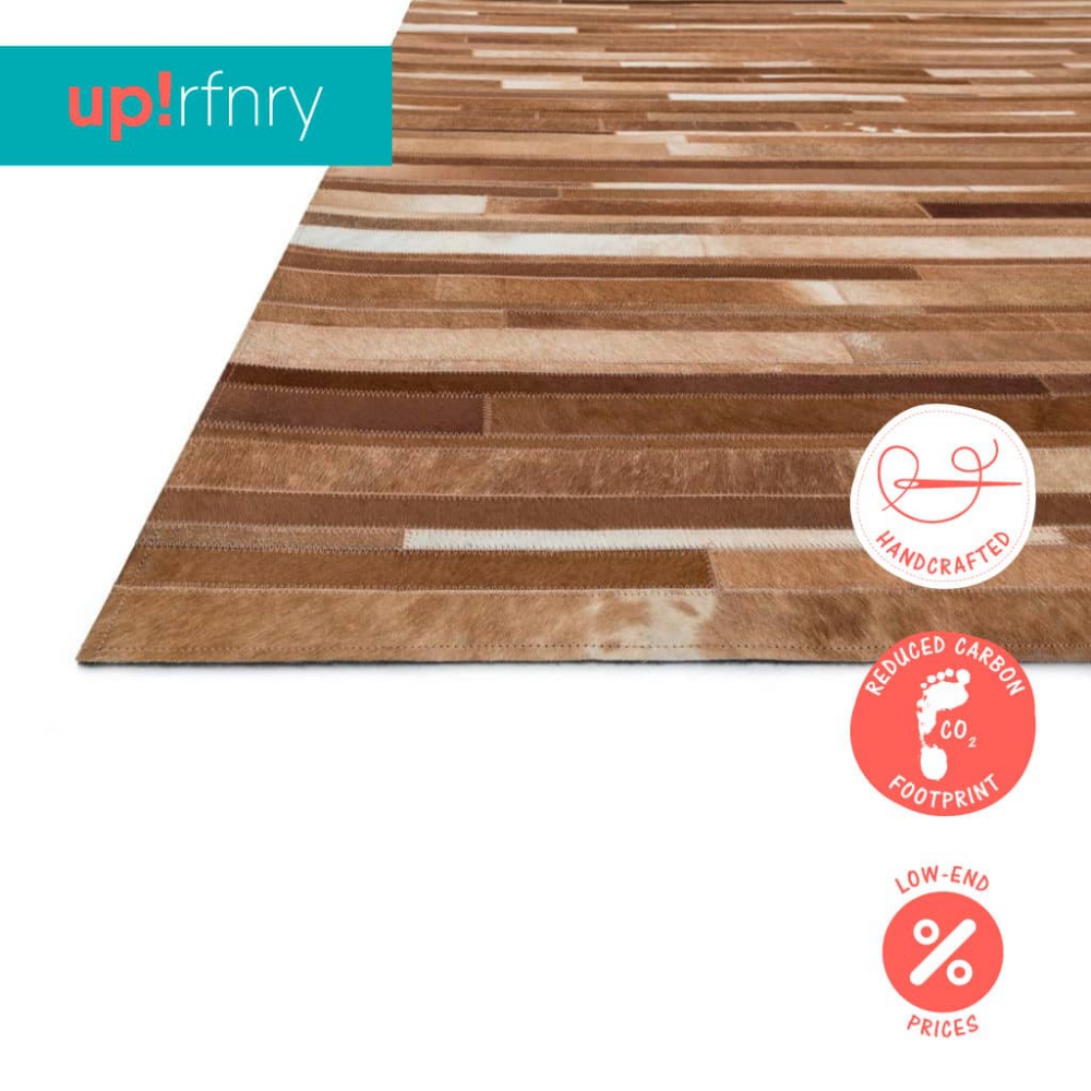 Striped Cowhide Rug Patchwork Rugs Upcycle Refinery Free