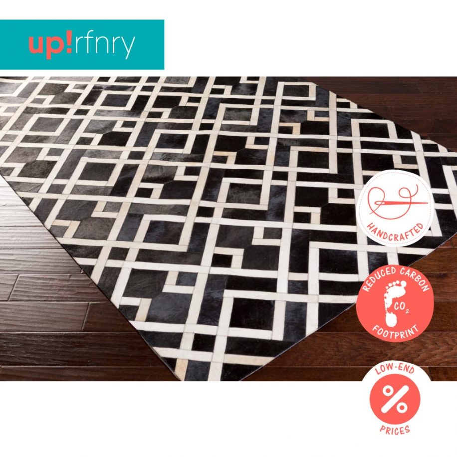 Modern Geometric Cowhide Rug Upcycle Refinery Free Worldwide Shipping